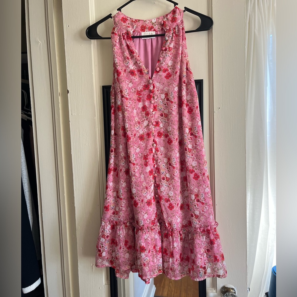 Floral Pink Sleeveless Dress
